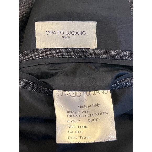 Orazio Luciano Napoli Blue Cotton Linen Silk Blazer Sport Coat 52 Drop 7 T1338